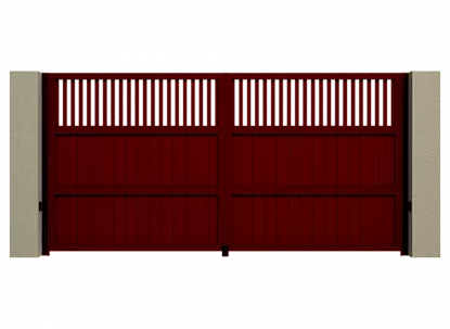 Распашные ворота с комбинированным заполнением